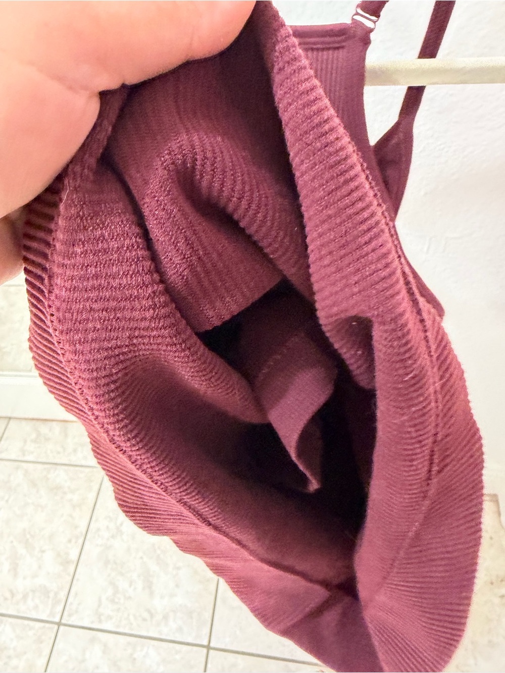 Like NEW Maroon Ribbed Popflex Active Cropped Tank - Picture 7 of 8